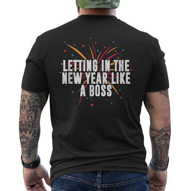 Letting In New Year Like A Boss Positive Quotes Men's T-shirt Back Print
