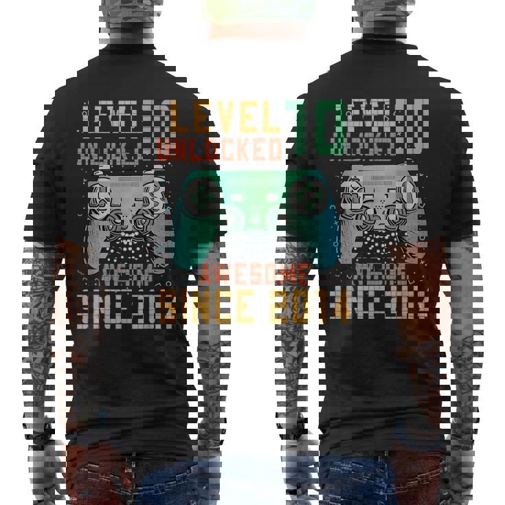 Level 10 Unlocked 10Th Birthday 10 Year Old Gamer Bday Men's T-shirt Back Print