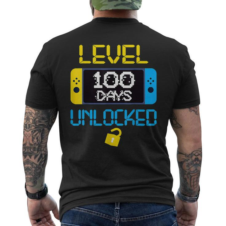 Level 100 Days Of School Unlocked Gamer Video Games Boys V20 Mens Back Print T-shirt - Thegiftio