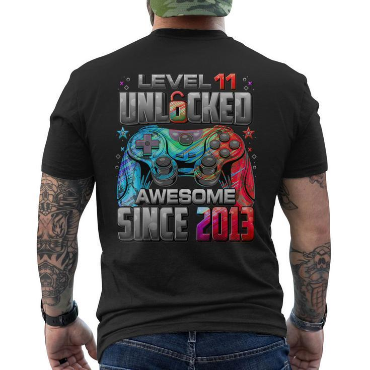 Level 11 Unlocked Awesome Since 2013 11Th Birthday Gaming Men's T-shirt Back Print