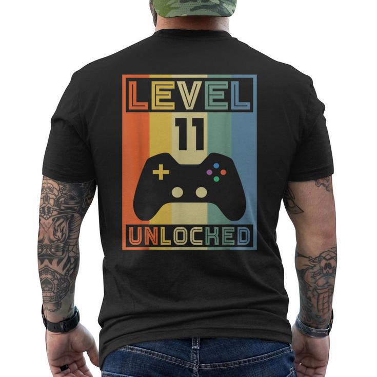 Level 11 Unlocked Video Gamer 11Th Birthday Gaming Men's T-shirt Back Print