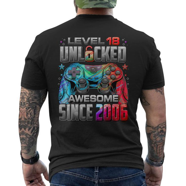 Level 18 Unlocked Awesome Since 2006 18Th Birthday Gaming Men's T-shirt Back Print