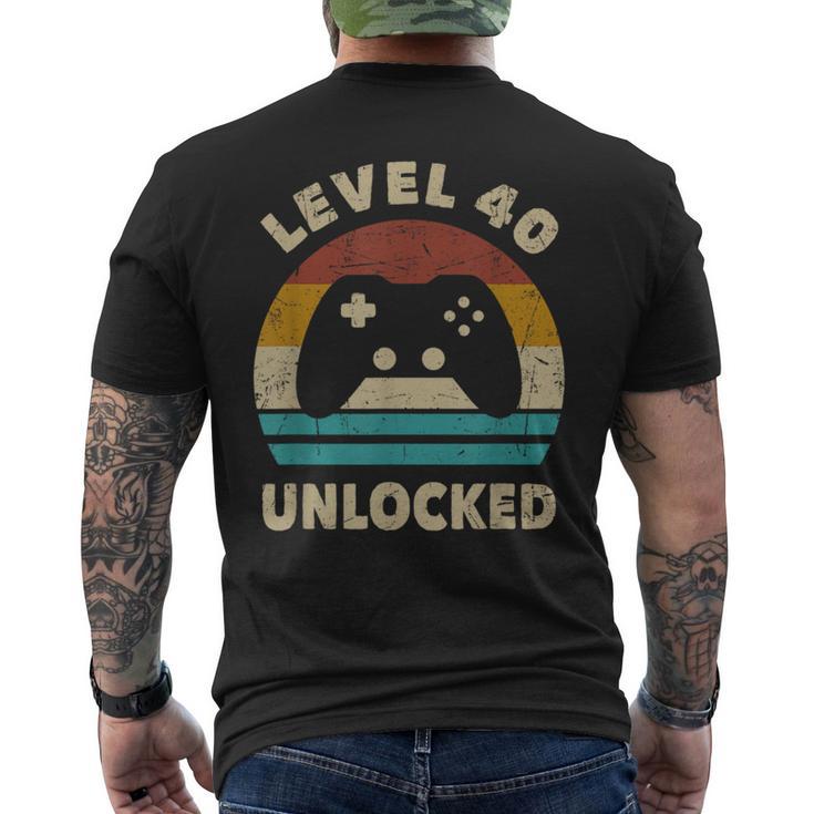 Level 40 Unlocked Video Gamer 40 S Birthday Decoration Men's T-shirt Back Print