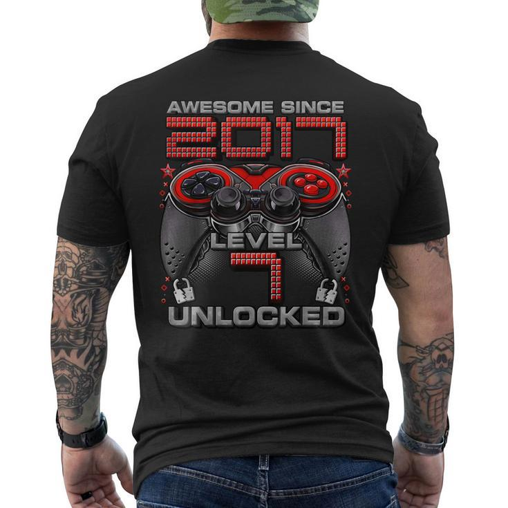 Level 7 Unlocked Awesome Since 2017 Gaming 7Th Birthday Men's T-shirt Back Print