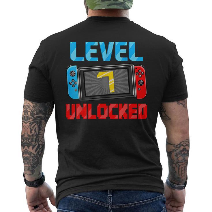 Level 7 Unlocked Gamer 7Th Birthday Video Game Boys Men's T-shirt Back Print