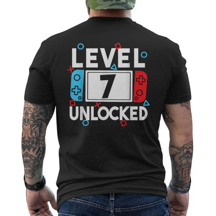 Level 7 Unlocked Gamer 7Th Birthday Video Game Boys Men's T-shirt Back Print