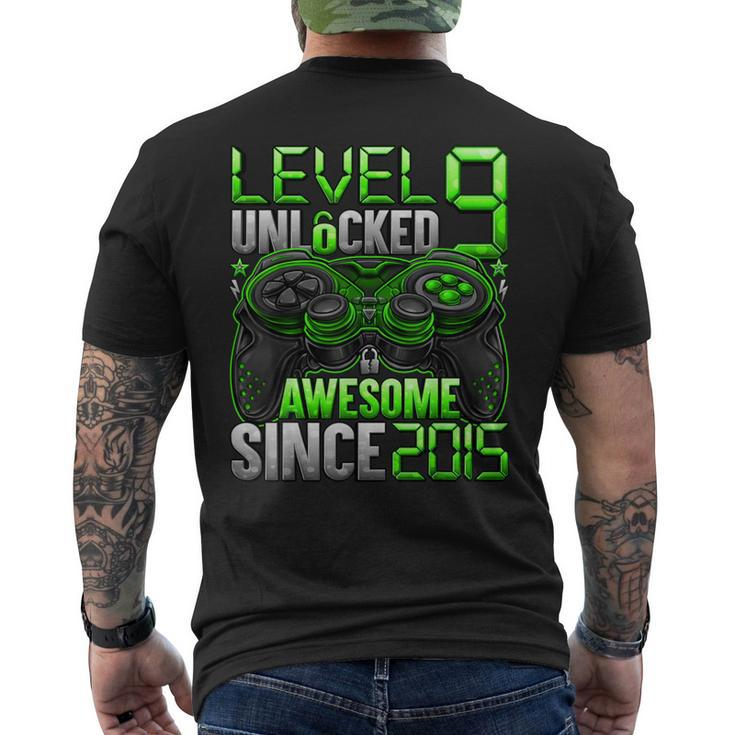 Level 9 Unlocked Awesome Since 2015 9Th Birthday Gaming Men's T-shirt Back Print