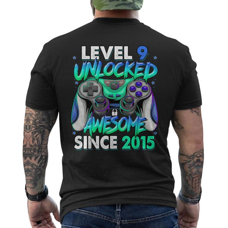 Level 9 Unlocked Awesome Since 2015 Gaming 9Th Birthday Men's T-shirt Back Print