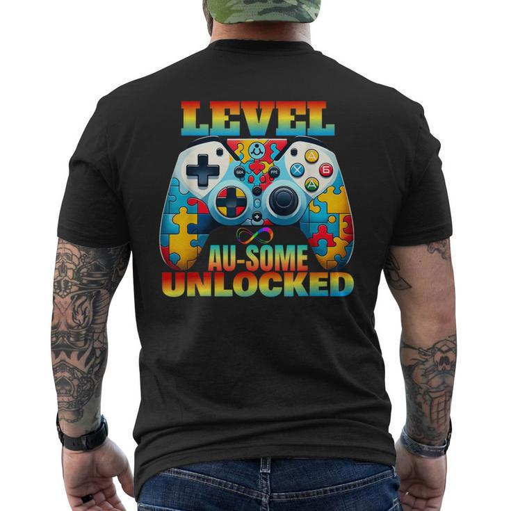 Level Au-Some Unlocked Video Game Controller Autism Men's T-shirt Back Print
