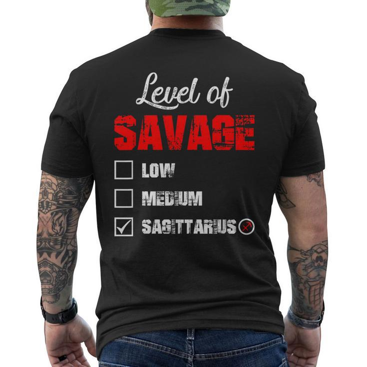 Level Of Savage Sagittarius Horoscope Happy Birthday Zodiac Men's T-shirt Back Print