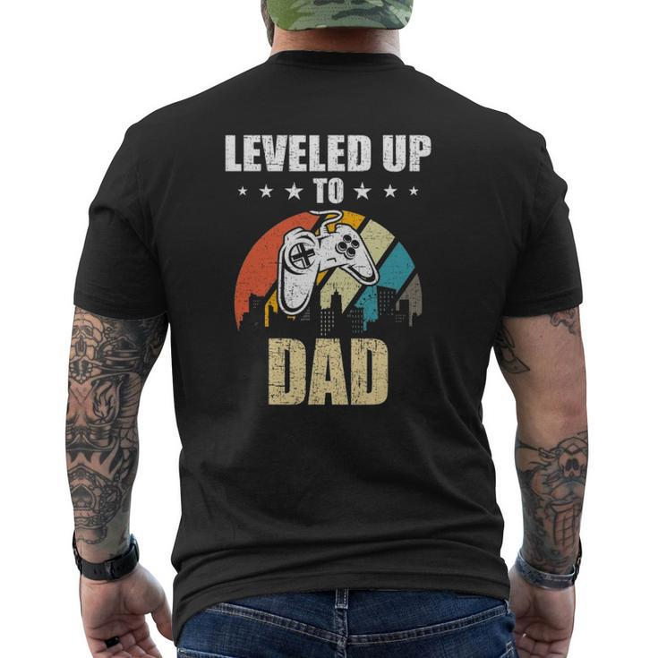 Leveled Up To Dad Video Gamer Gaming Mens Back Print T-shirt