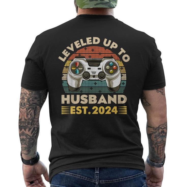 I Leveled Up To Husband Est 2024 Promoted To Hubby Groom Men's T-shirt Back Print