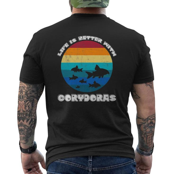 Life Is Better With Corydoras Cory Cat Dad Aquarium Fish Mens Back Print T-shirt