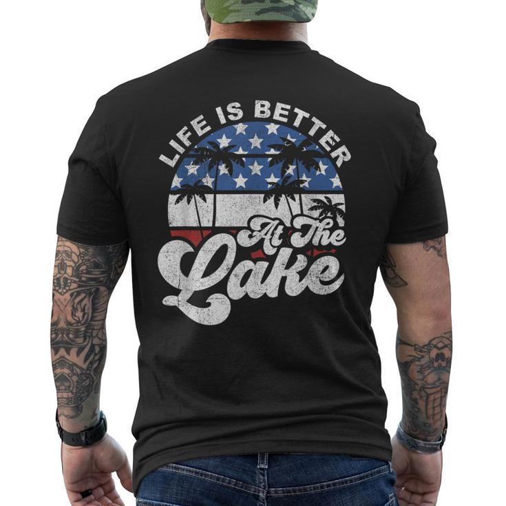 Life Is Better At The Lake 4Th Of July American Flag Summer Men's T-shirt Back Print