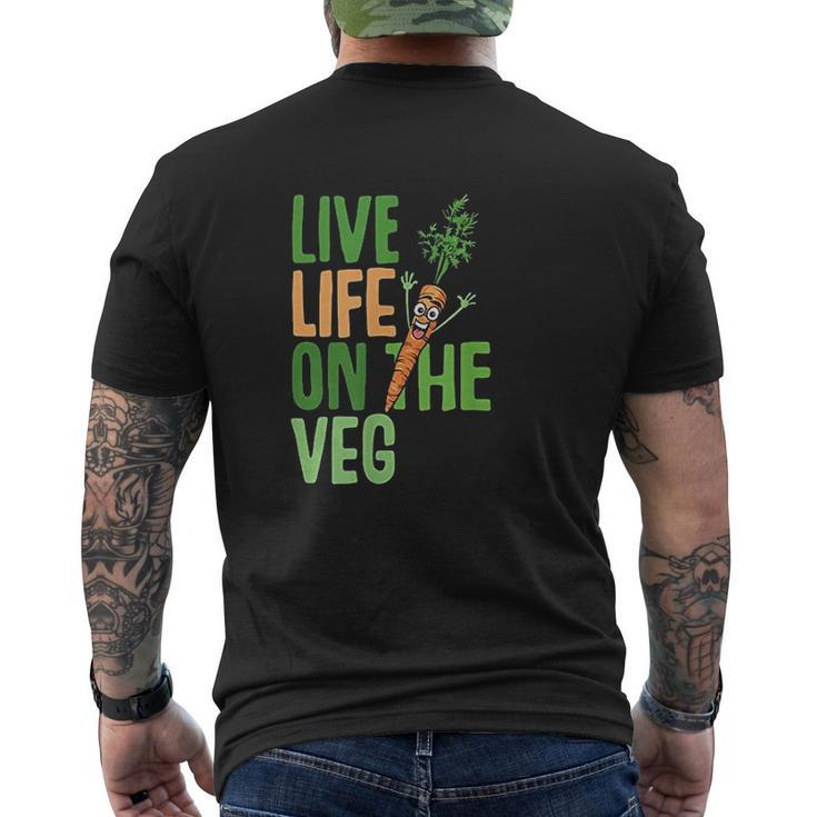 Life On The Veg Vegan Slogan Plant Power Cute Graphic Mens Back Print T-shirt