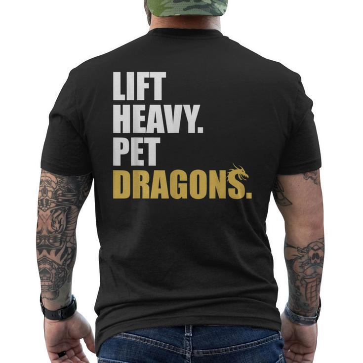 Lift Heavy Pet Dragons Vintage Weightlifting Deadlift Men's T-shirt Back Print