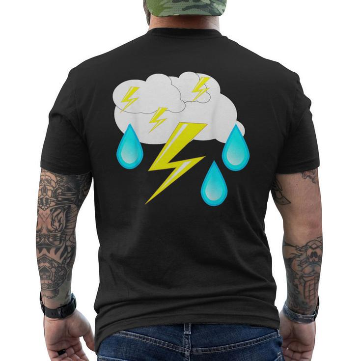 Lightning Bolts Rain Drops Thunder Storm Cloud Costume Men's T-shirt Back Print