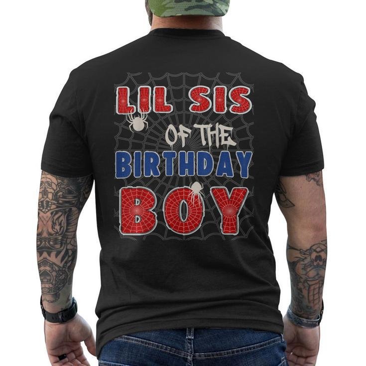 Lil Sis Of The Birthday Boy Costume Spider Web Birthday Men's T-shirt Back Print