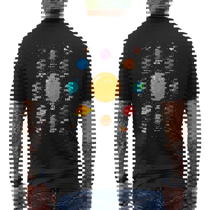 Lindo Sistema Solar De Planetas Coloridos Regalo Para Niños Camiseta Hombre Estampado Espalda