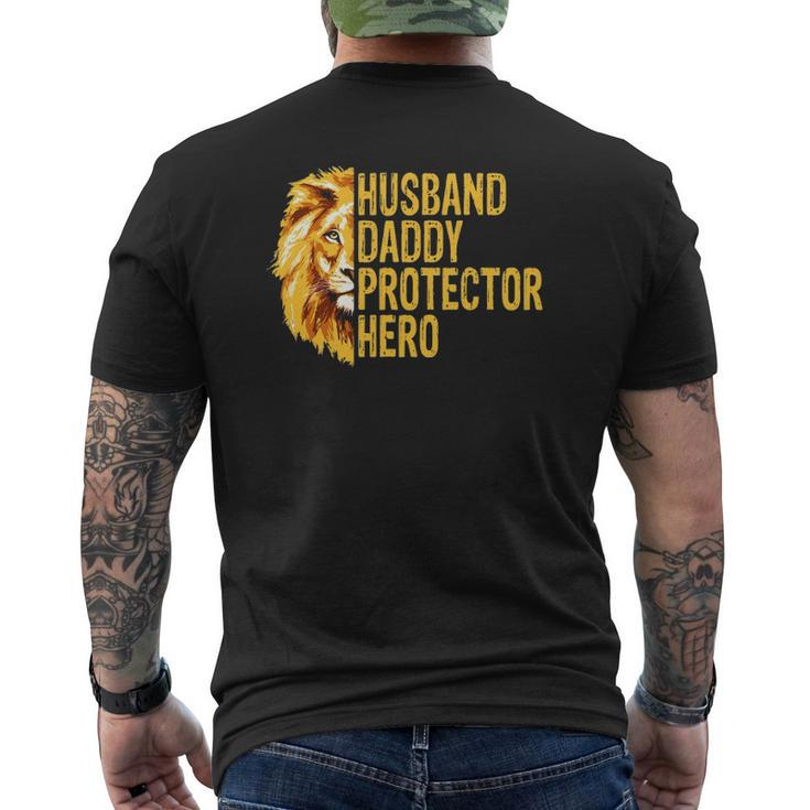 Lion Dad Husband Daddy Protector Hero Fathers Day Mens Back Print T-shirt