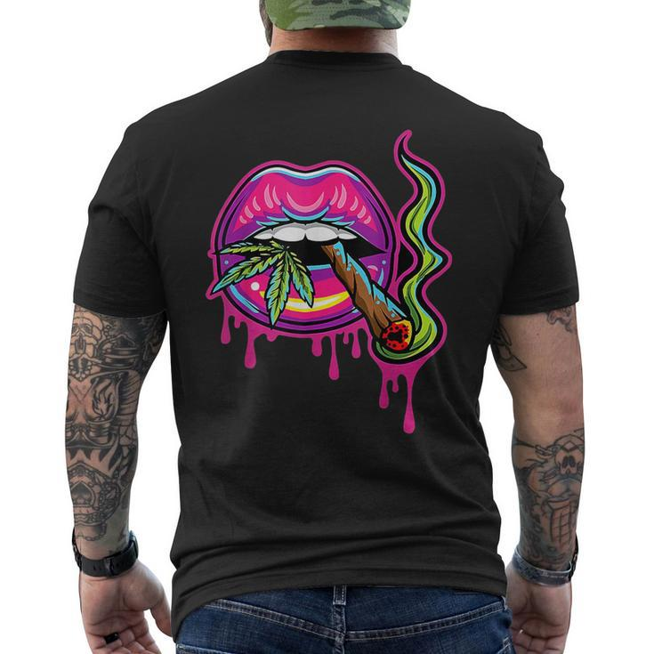 Lips Sexy Smoker Blunt Weed Th Marijuana Leaf 420 Men's T-shirt Back Print