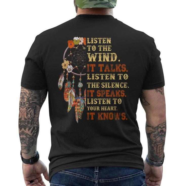 Listen To The Wind It Talks Native American Proverb Quotes Men's T-shirt Back Print