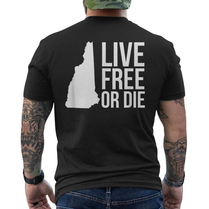 Live Free Or Die Nh Motto New Hampshire Map Men's T-shirt Back Print
