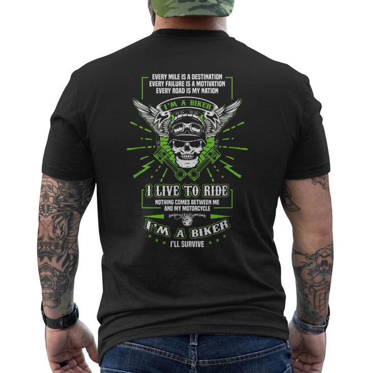 I Live To Ride Motorcycle Biker Gear Skull Weekend Warrior Men's T-shirt Back Print