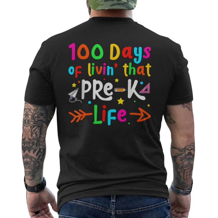 Living 100 Days Of School Pre-K Life Teachers Boys Girls Men's T-shirt Back Print