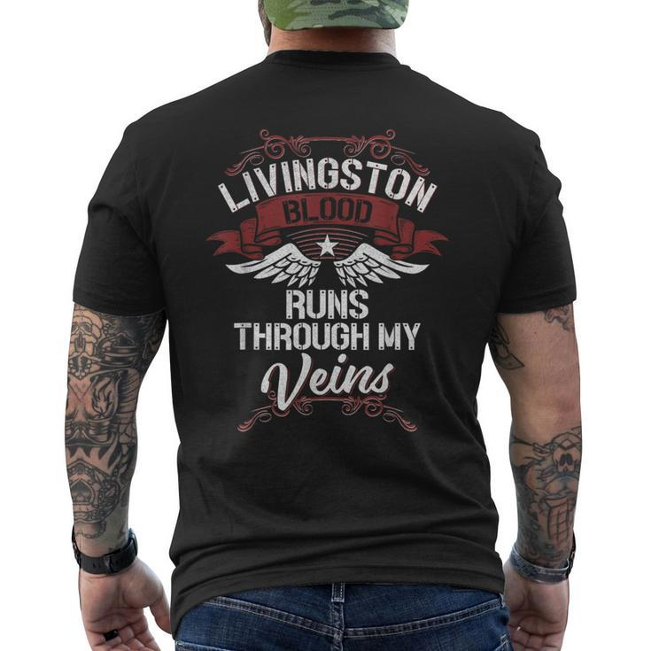 Livingston Blood Runs Through My Veins Last Name Family Men's T-shirt Back Print