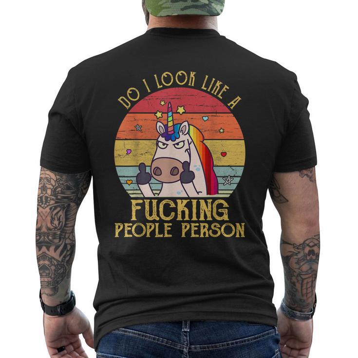 Do I Look Like A Fucking People Person Unicorn Vintage Men's T-shirt Back Print