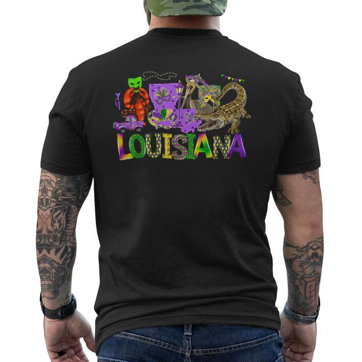 Louisiana Mardi Gras New Orleans Alligator Pelican Crawfish Men's T-shirt Back Print