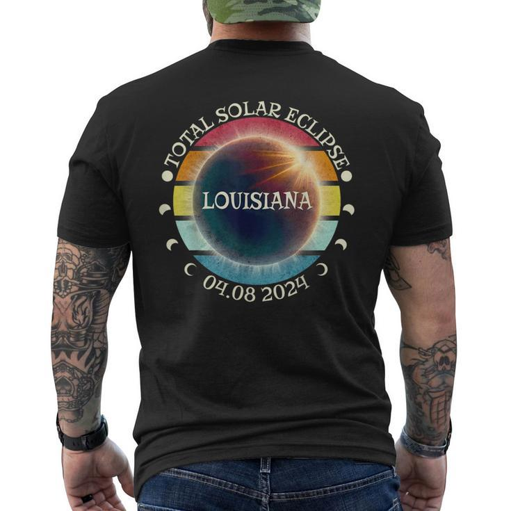 Louisiana Total Solar Eclipse April 8Th 2024 Retro Vintage Men's T-shirt Back Print