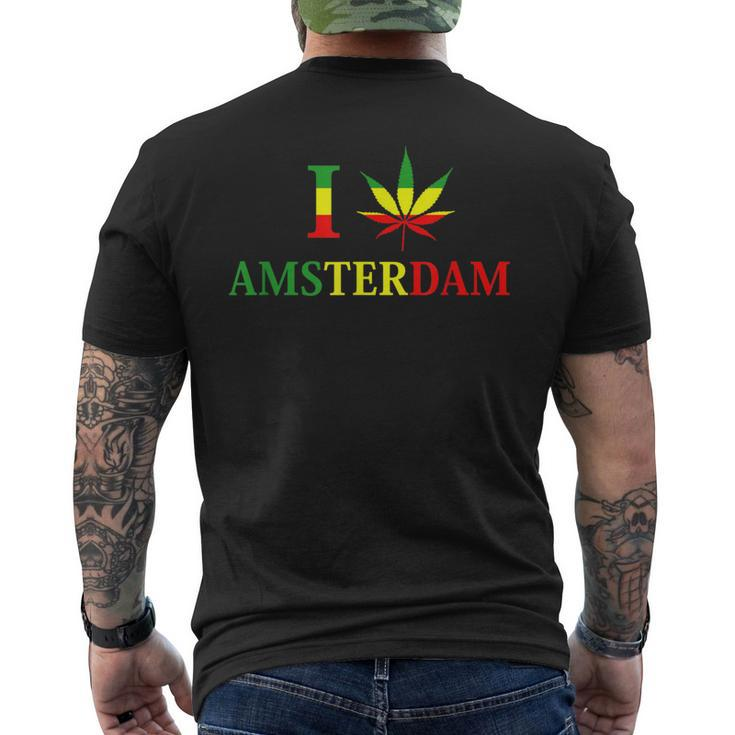 I Love Amsterdam Hemp Leaf Reggae Kiffer T-Shirt mit Rückendruck