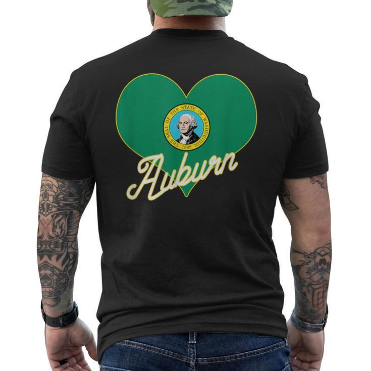 I Love Auburn Washington Heart State Flag Hometown Pride Men's T-shirt Back Print