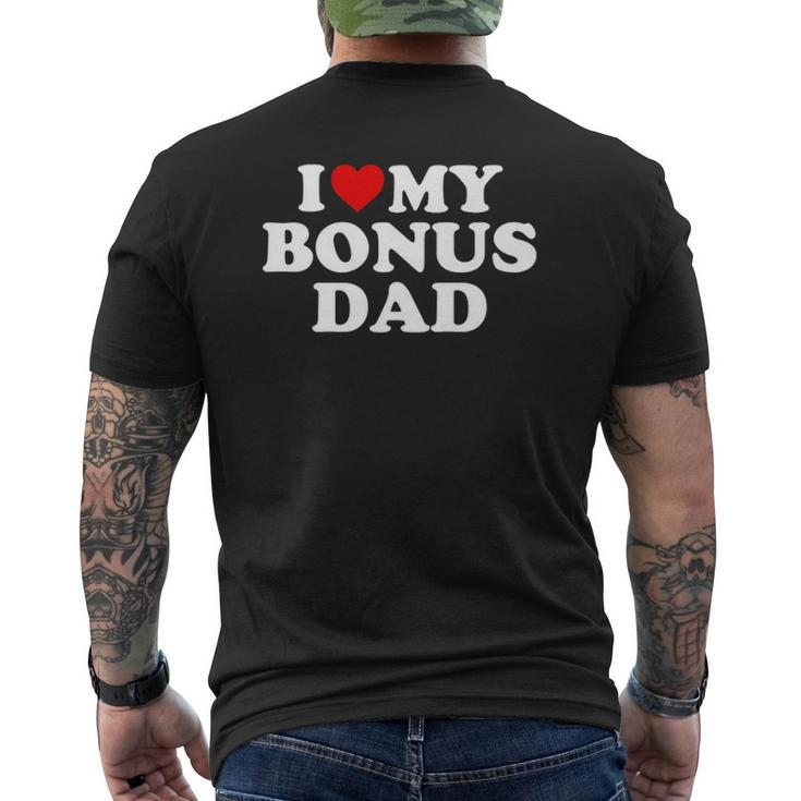 I Love My Bonus Dad Stepdad Step Dad Red Heart Mens Back Print T-shirt