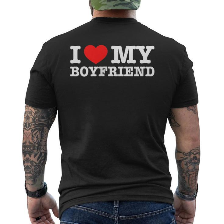 I Love My Boyfriend Pocket Graphic Matching Couples Men's T-shirt Back Print