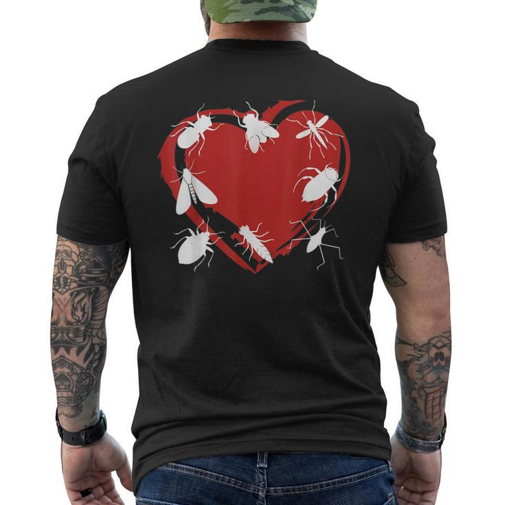 I Love Bugs Insects Creatures Flies Beetles Heart Men's T-shirt Back Print