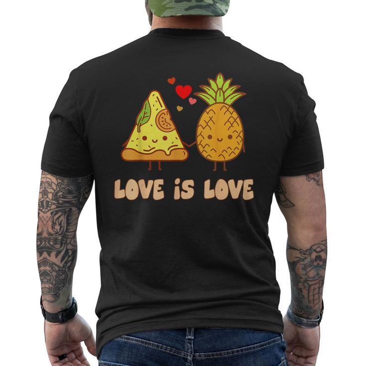 Love Is Love Cute Pride Pineapple Pizza Food Pun Men's T-shirt Back Print