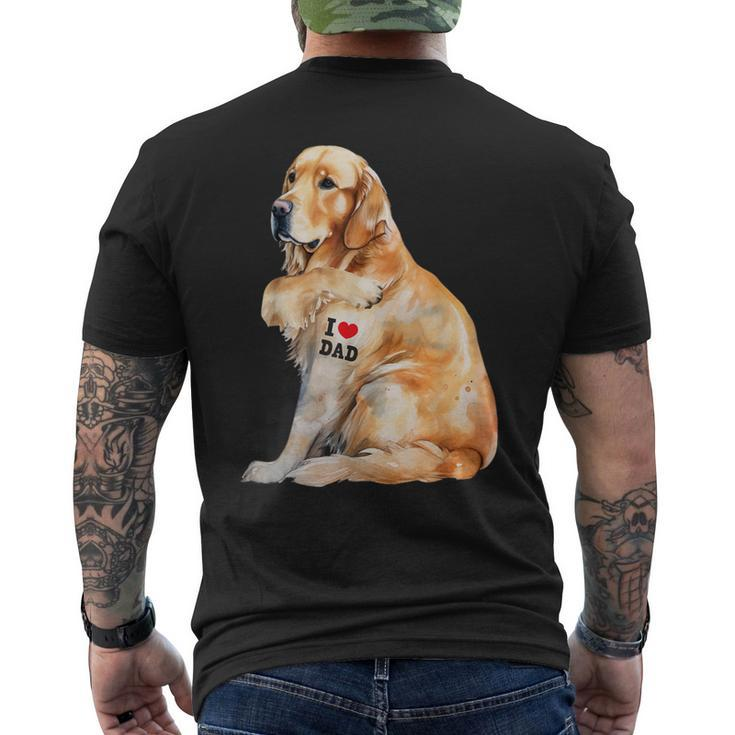 I Love Dad Patriotic Golden Retriever Canine Dog Lover Men's T-shirt Back Print