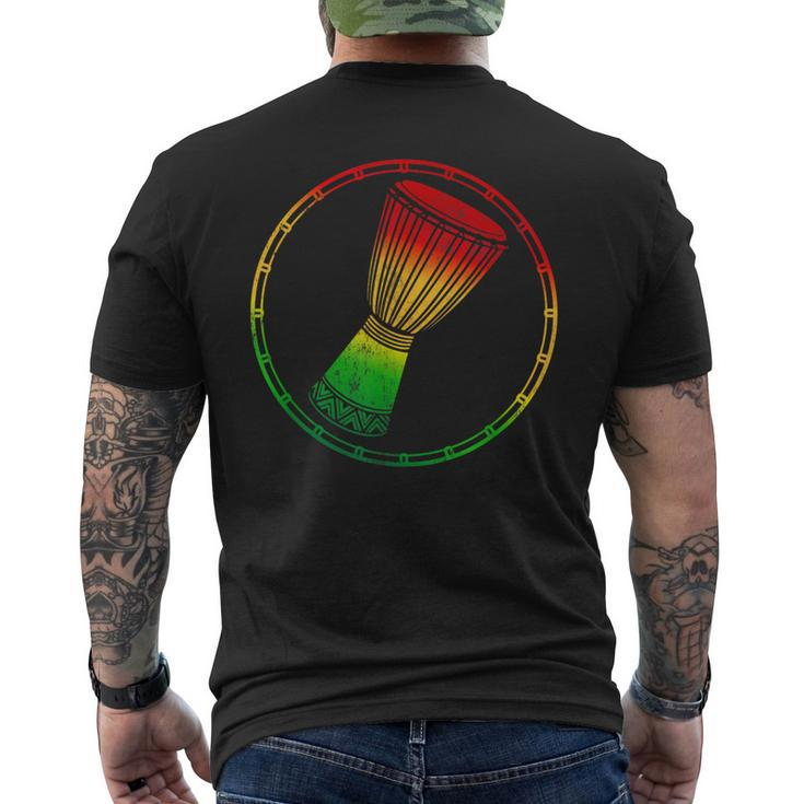 Love Djembe Drum A Rasta Flag Graphic For African Drumming Men's T-shirt Back Print