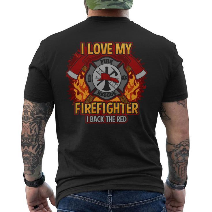 I Love My Firefighter Men's T-shirt Back Print