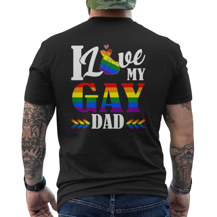 I Love My Gay Dad Lgbtq Pride Father's Day Mens Back Print T-shirt