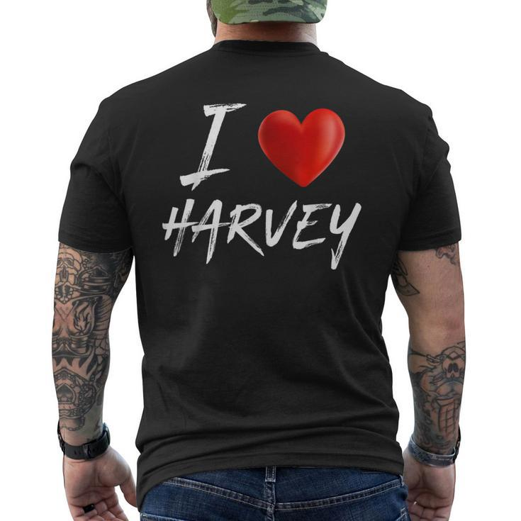 I Love Heart Harvey Family Name T Men's T-shirt Back Print