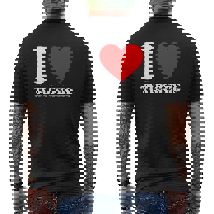 I Love Heart Truckers Canadian Truckers Support Freedom Convoy Mens Back Print T-shirt