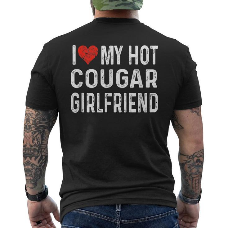 I Love My Hot Cougar Girlfriend Distressed Heart Men's T-shirt Back Print