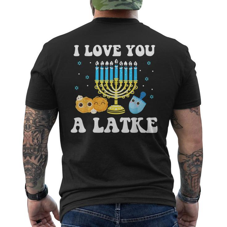 I Love You A Latke Happy Hanukkah Chanukah Pajamas Jewish Men's T-shirt Back Print