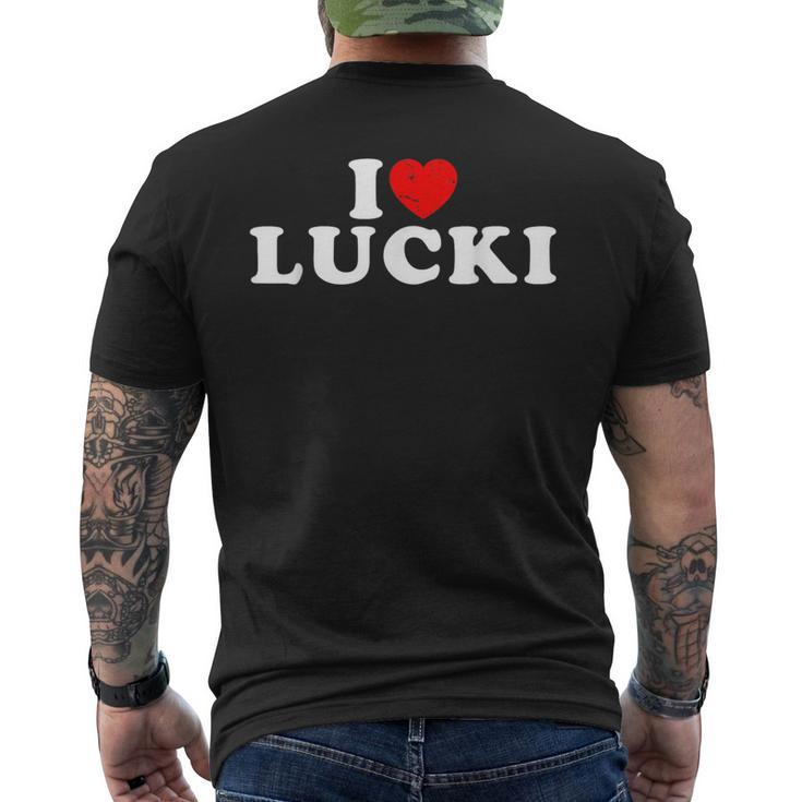 I Love Lucki I Heart Lucki Red Heart Men's T-shirt Back Print