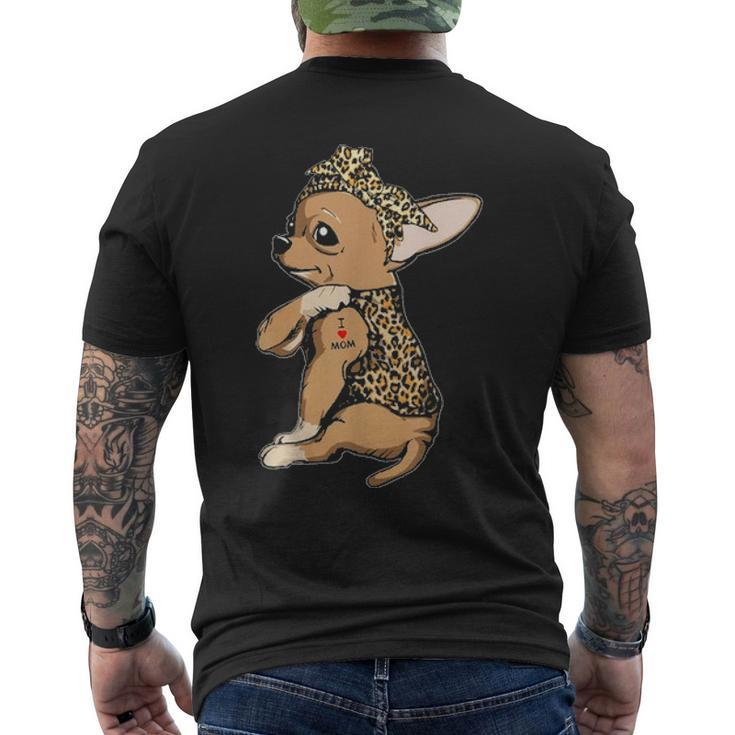 I Love Mom Tattoo Chihuahua Dog With Bandana Men's T-shirt Back Print