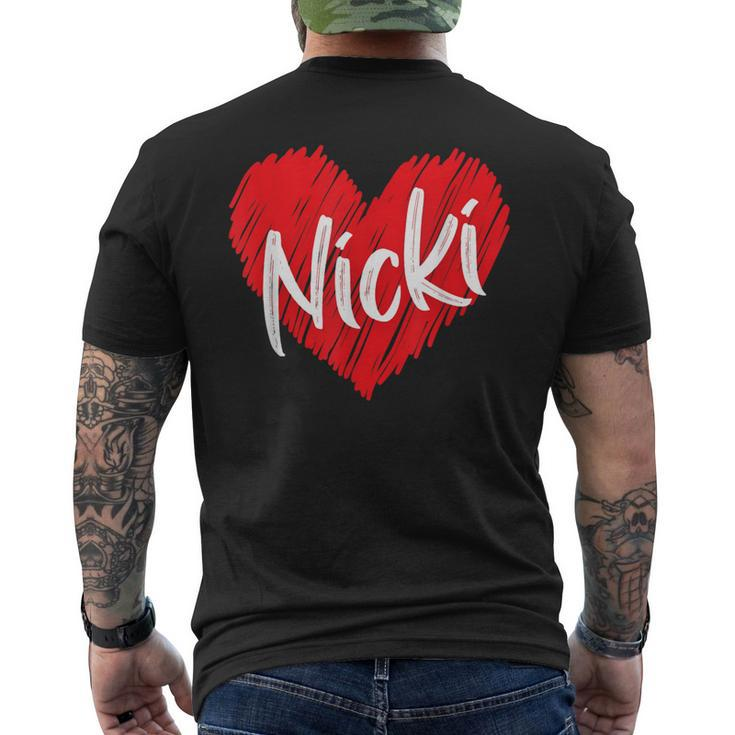I Love Nicki Heart Personalized Name Nicki Men's T-shirt Back Print